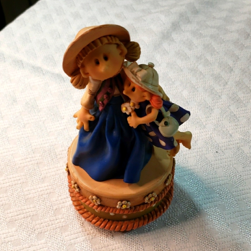 Charming Jordan's Gift Figurine with Blue Dress and Hat Musical